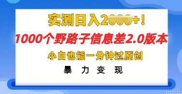 2025抖音1000个野路子信息差最新玩法,一分钟过原创,暴力变现月入几k-源创文化:轻创终点站