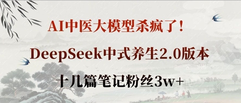 AI中医大模型杀疯了!DeepSeek中式养生2.0版本,十几篇笔记粉丝3w+-源创文化:轻创终点站